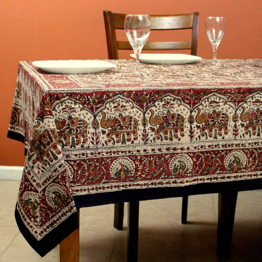 Cotton Hand Block Print Affluent Paisley Floral Tablecloth Collection