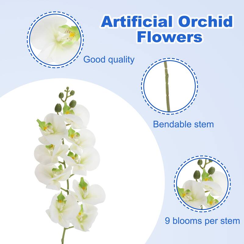2 Pcs 38 Inch Artificial Orchid Stems Phalaenopsis Flowers