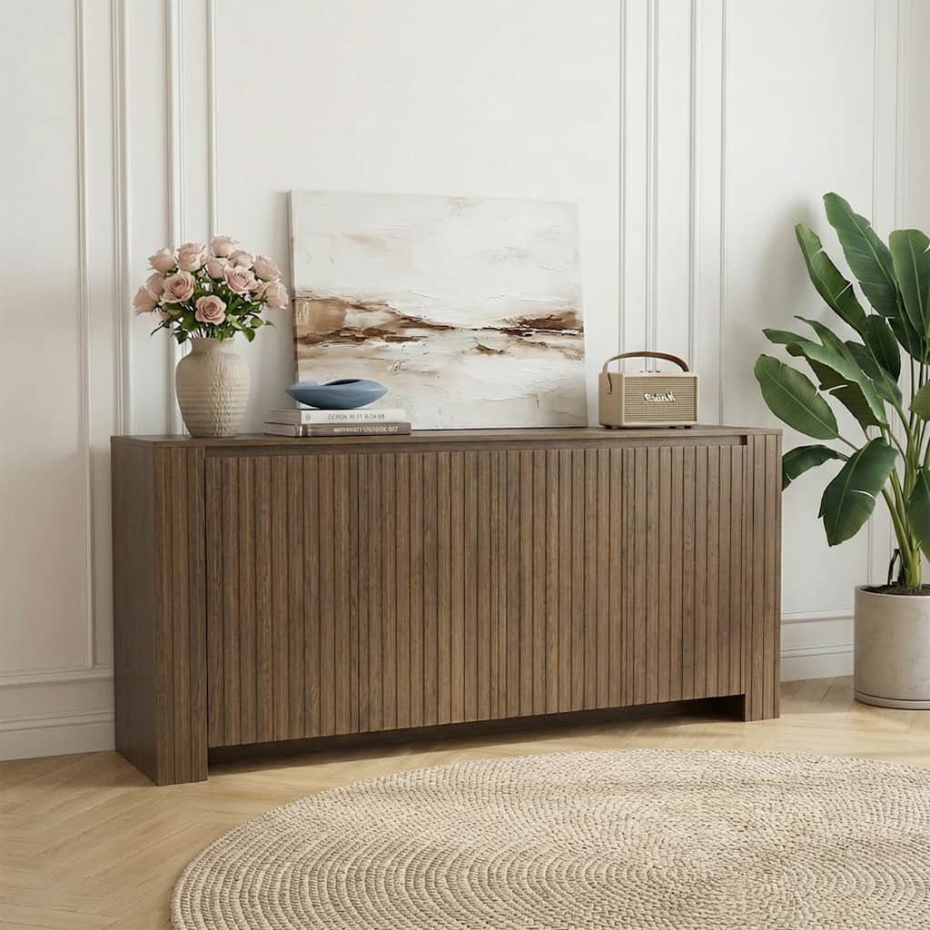Symmetrical Flush Four-door Wood Sideboard Cabinet