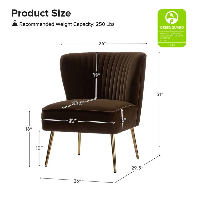 Monica 22''W Upholstered Modern Tufted Accent Side Chair with Gold Legs by HULALA HOME