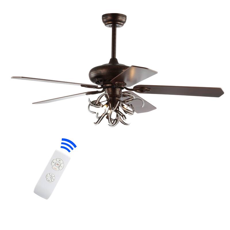 SAFAVIEH Lighting 52-Inch Sensa Ceiling Light Fan (with Remote) - 52" W x 52" L x 25.5" H