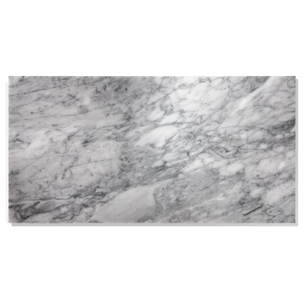 12x24 Inch Carrara Gray Marble Tile - Polished for Floor and Wall, 4-Piece Box