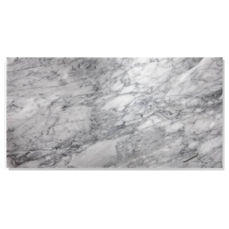 12x24 Inch Carrara Gray Marble Tile - Polished for Floor and Wall, 4-Piece Box