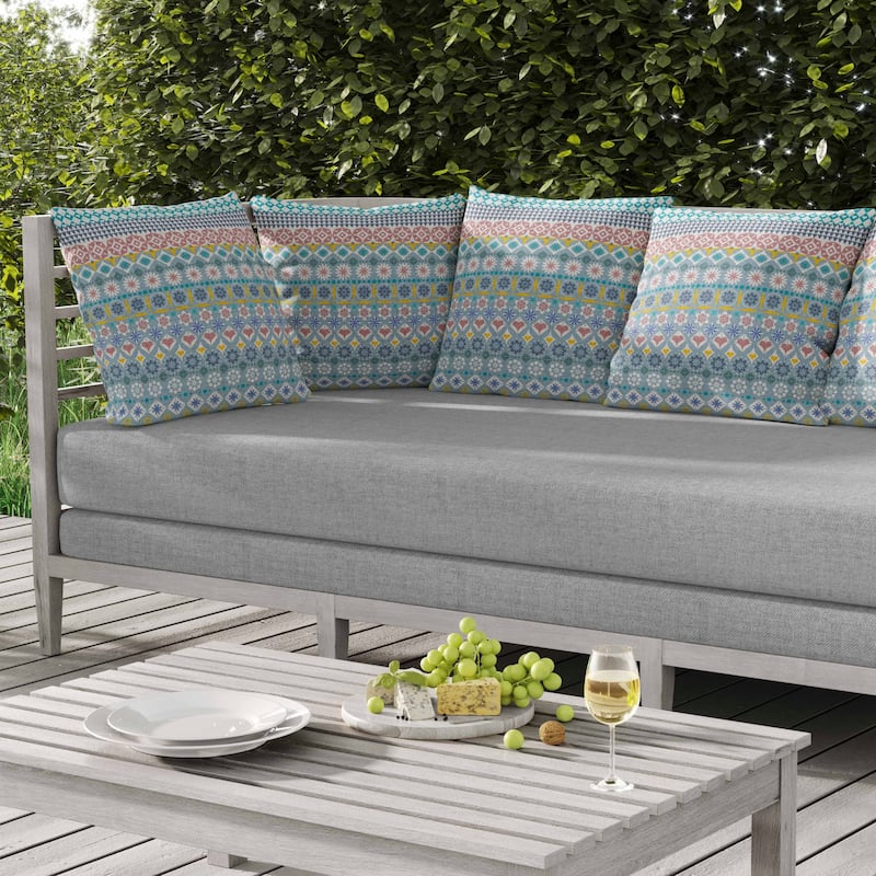 Shape Synergy Indoor/Outdoor Reversible Throw Pillow Light and Blue