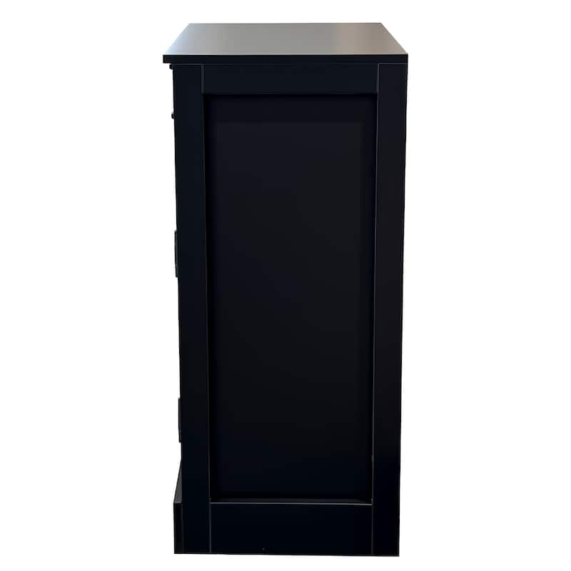 Anmytek Black Bar Cabinet with Drawers and Adjustable Shelf Modern Home Bar Storage