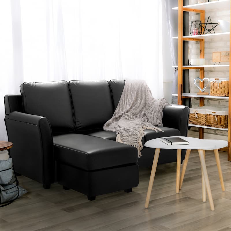 Golt Contemporary Faux Leather Upholstered L-Shaped Sectional by Furniture of America - Dark Grey