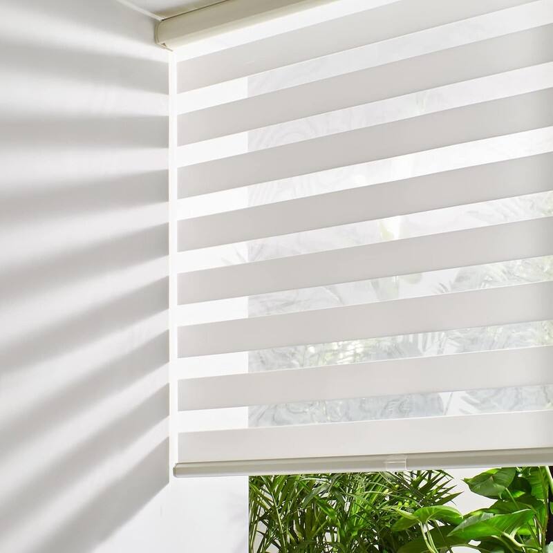 Cordless Zebra Blinds for Windows Free-Stop Roller Windows Shades - 35" W X 64" H - Cream