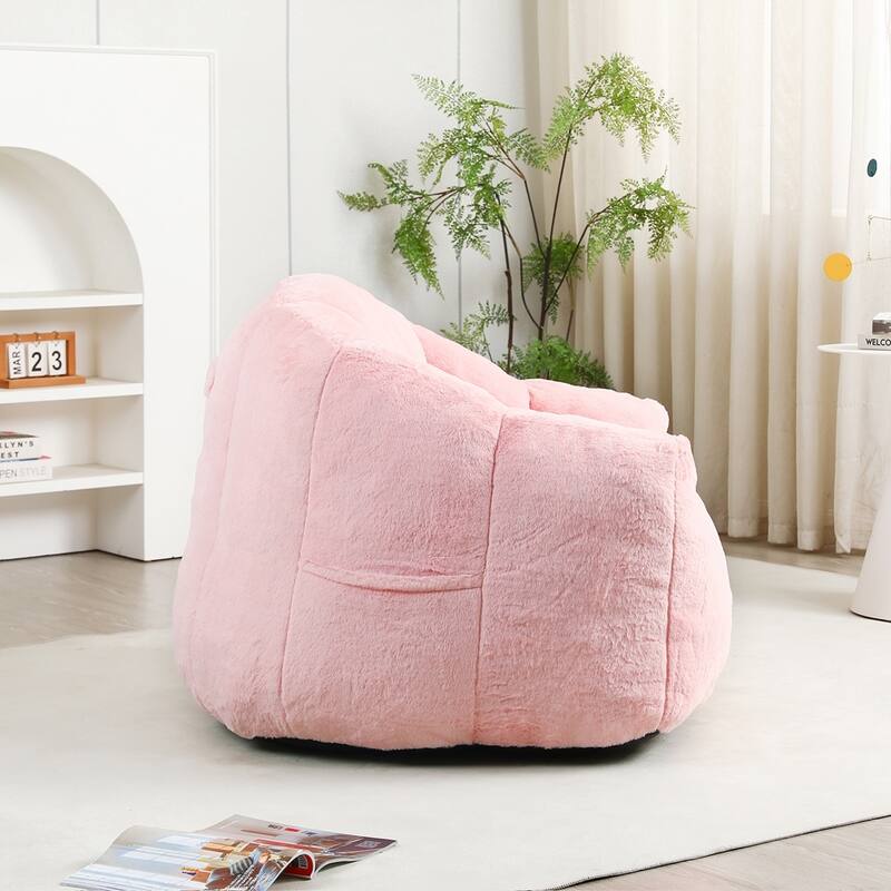 Lazy Comfy Chairs faux fur Fabric BeanBag Chair in Living Room Bedroom