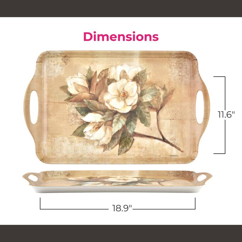 Pimpernel Sugar Magnolia Large Melamine Handled Tray - 19.25" x 11.5"