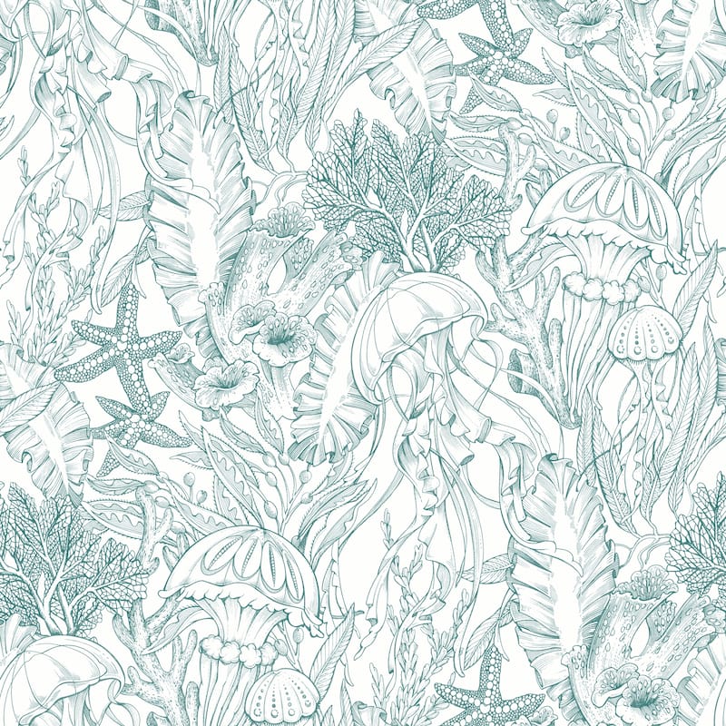 NuWallpaper Under the Sea Teal Peel and Stick Wallpaper - N/A