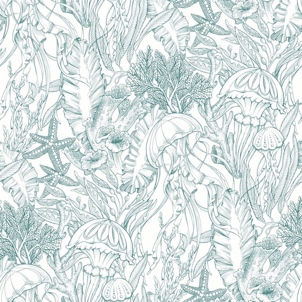 NuWallpaper Under the Sea Teal Peel and Stick Wallpaper - N/A