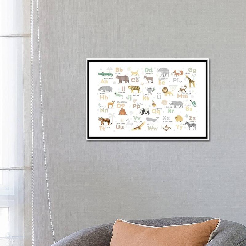 iCanvas "Safari Alphabet Nursery Decor" by PaperPaintPixels Framed Canvas Print