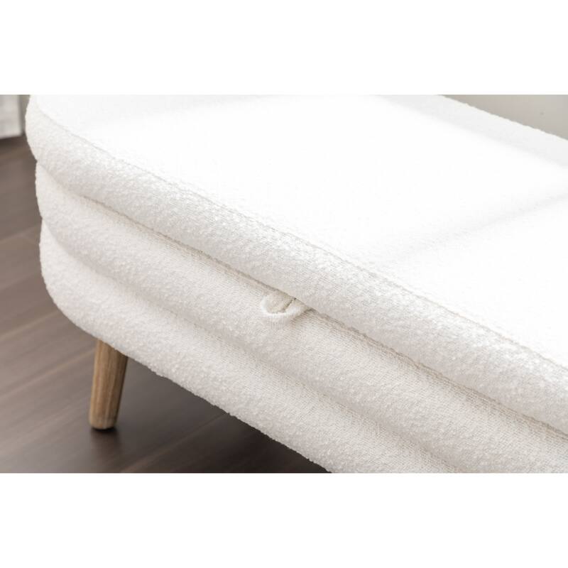 Upholstered Storage Bench with Wooden Legs