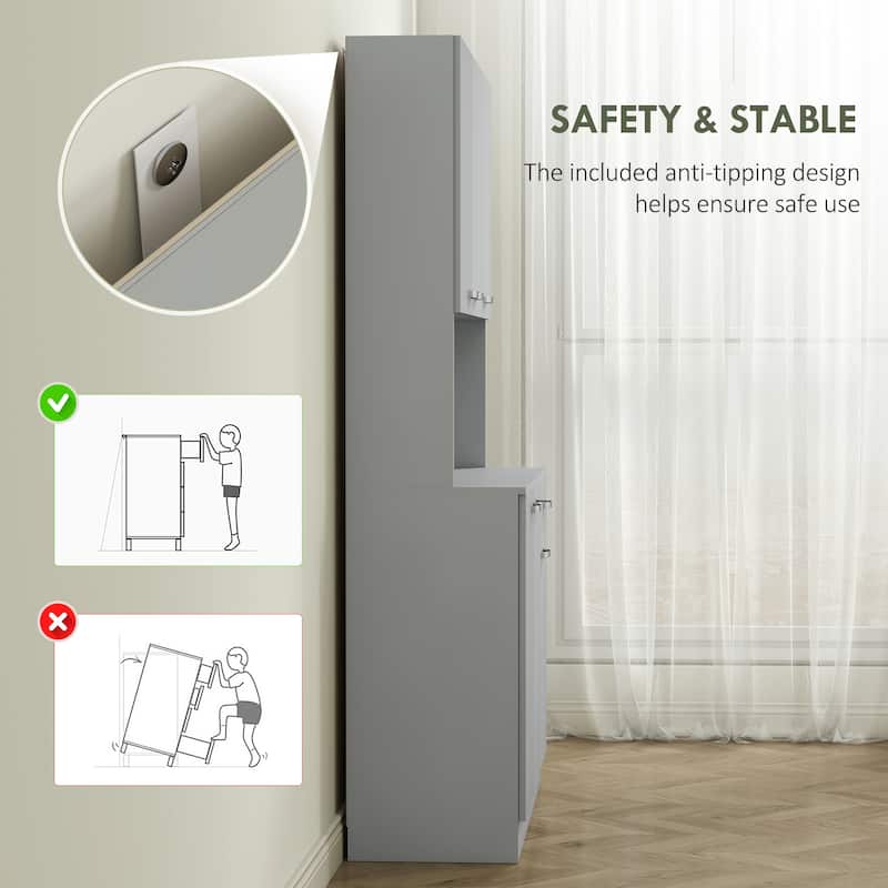 HOMCOM 71" Freestanding Buffet with Hutch, Kitchen Storage Cabinets, Pantry with 6 Doors, 3 Adjustable Shelves, Gray