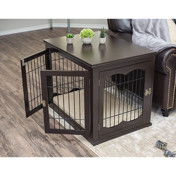 BIRDROCK HOME Decorative Dog Kennel Bed for Small Dogs Wooden