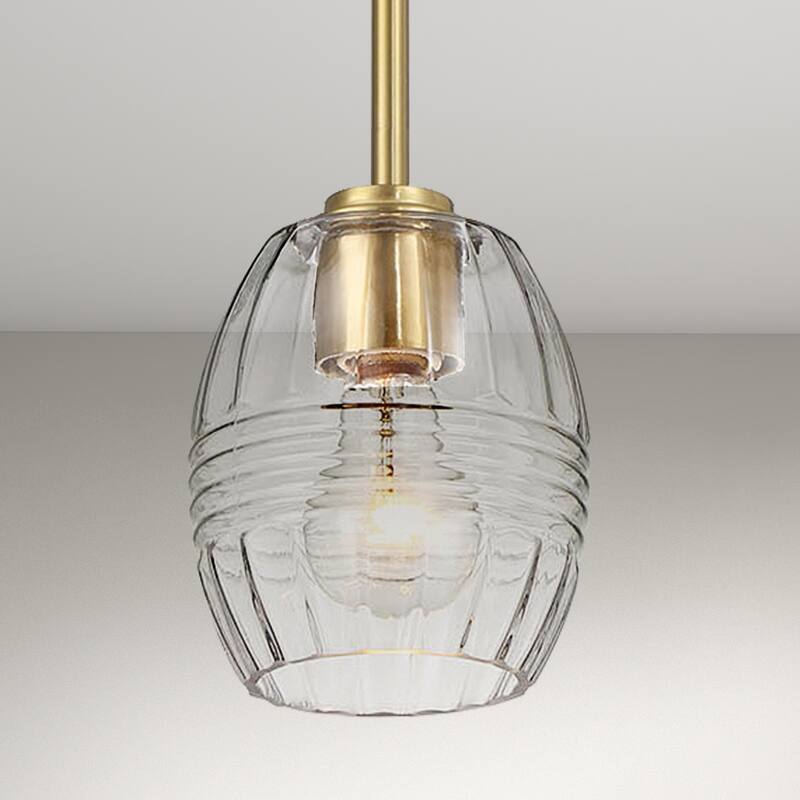 Visa Single Pendant Hanging Light with Clear Glass Shade - Gold - Gold