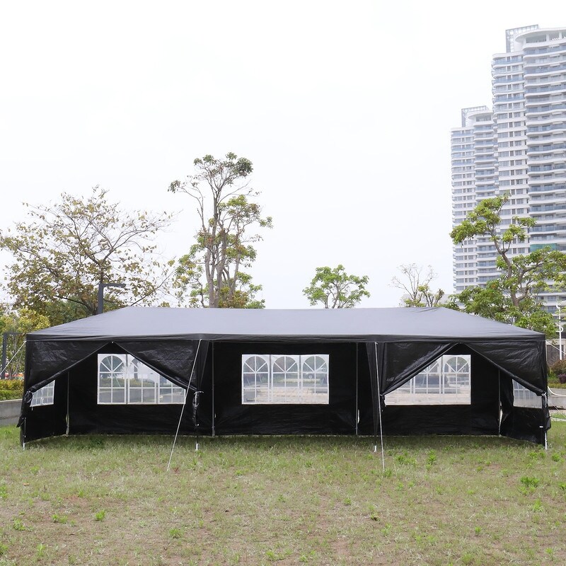 10 x30 Outdoor Party Tent with 8 Removable Sidewalls Waterproof Canopy Patio Wedding Gazebo Black N A