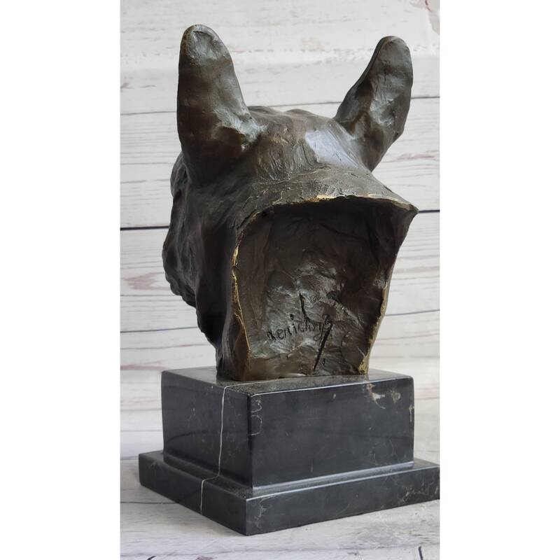 French Imitative BullImitative dog Puppy Imitative Dog Bronze Bust Sculpture Statue Decor On Marble Base