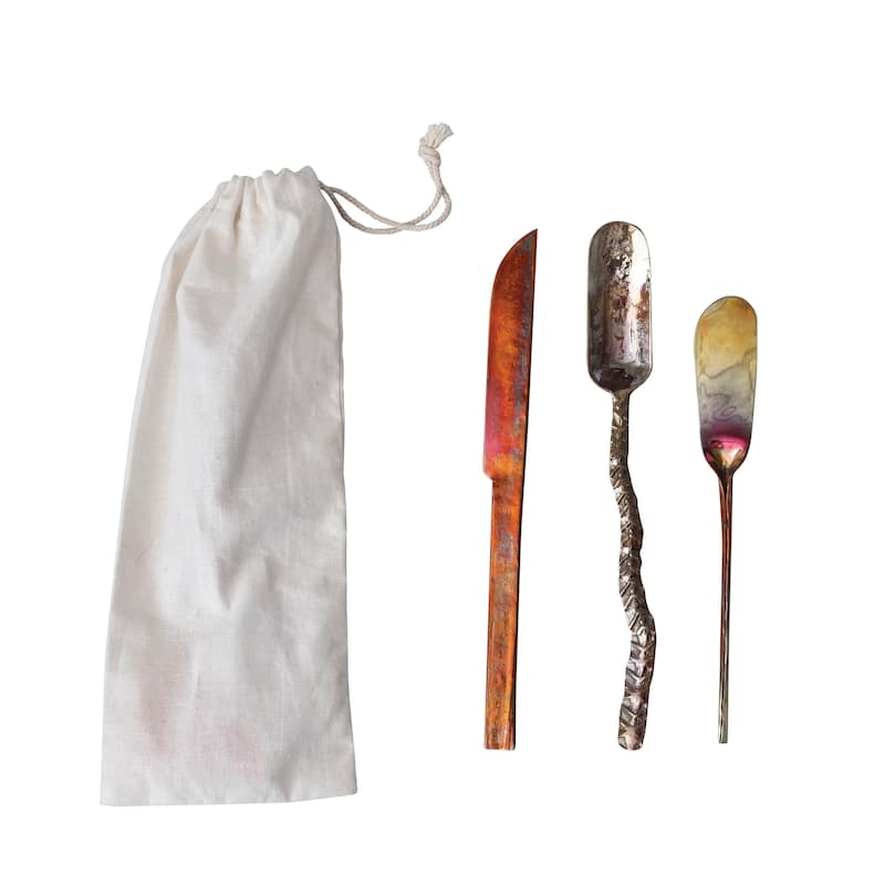 Forged Copper Cheese Knives - 8.3"L x 0.8"W x 0.3"H - Copper - 3 Piece - 8.3"L x 0.8"W x 0.3"H