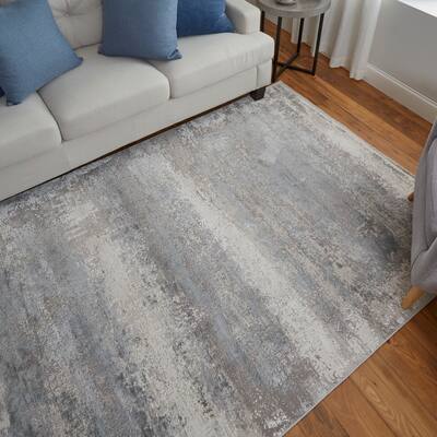 Lindstra Gradient Watercolor Rug, Silver Gray, Area Rug