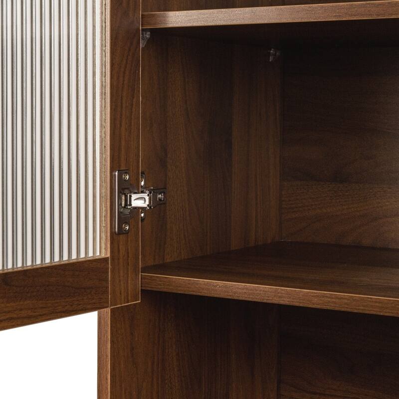 Modern Kitchen Pantry Storage Cabinet with Multi-tier Shelf & 2 Drawers