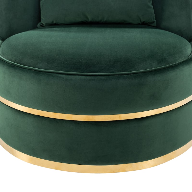 Velvet 360° Swivel Accent Chair with Seat Cushion, Upholstered Barrel Chair with Stainless Steel Base Living Room Chair