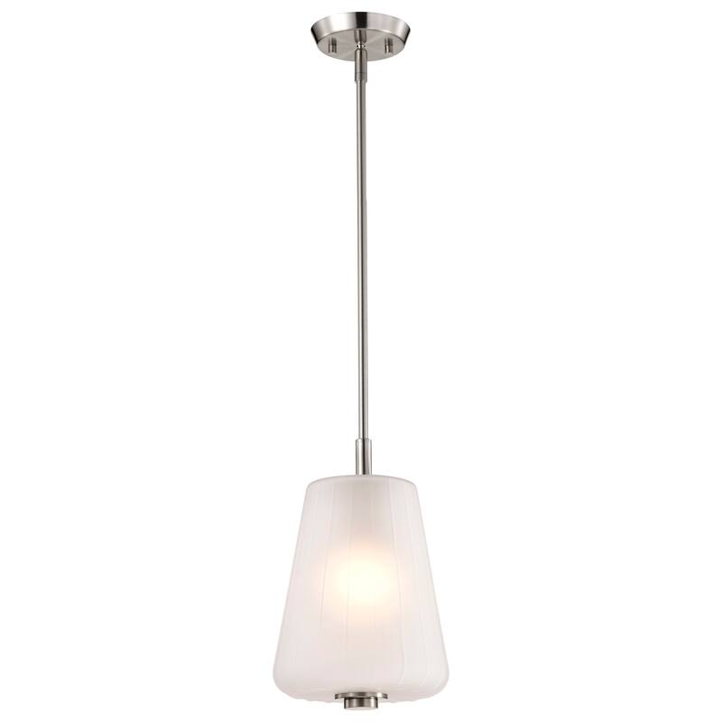 Lune Mini Pendant Brushed Nickel Finish Etched White Glass - Brushed Nickel