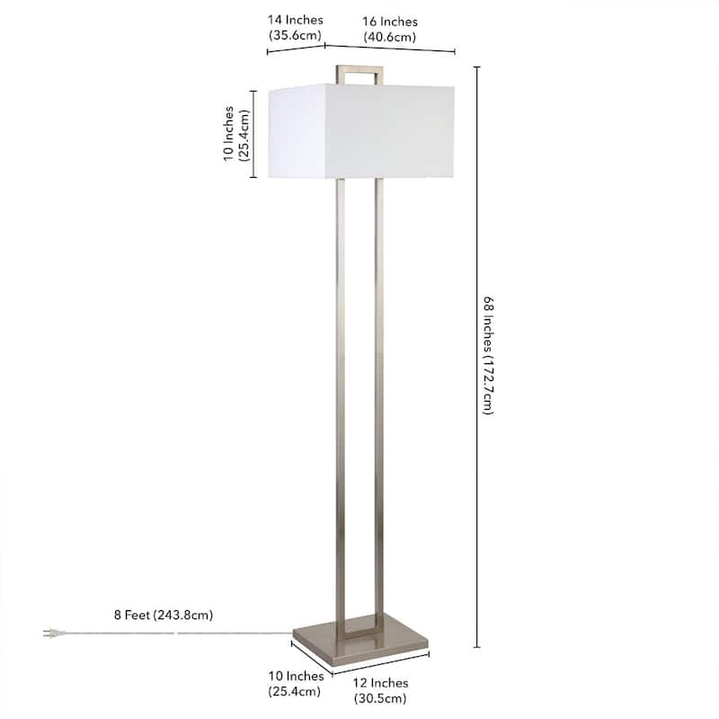 Metal Traditional Floor Lamp with Linen Shade and Rotary Socket Switch Rectangular Shape - 16” x 14” x 68” (D x W x H)