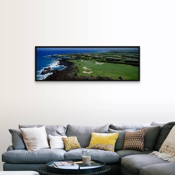 Shop Aerial Francis H Li Brown Golf Course Hi Black Float Frame Canvas Art Overstock 25509014