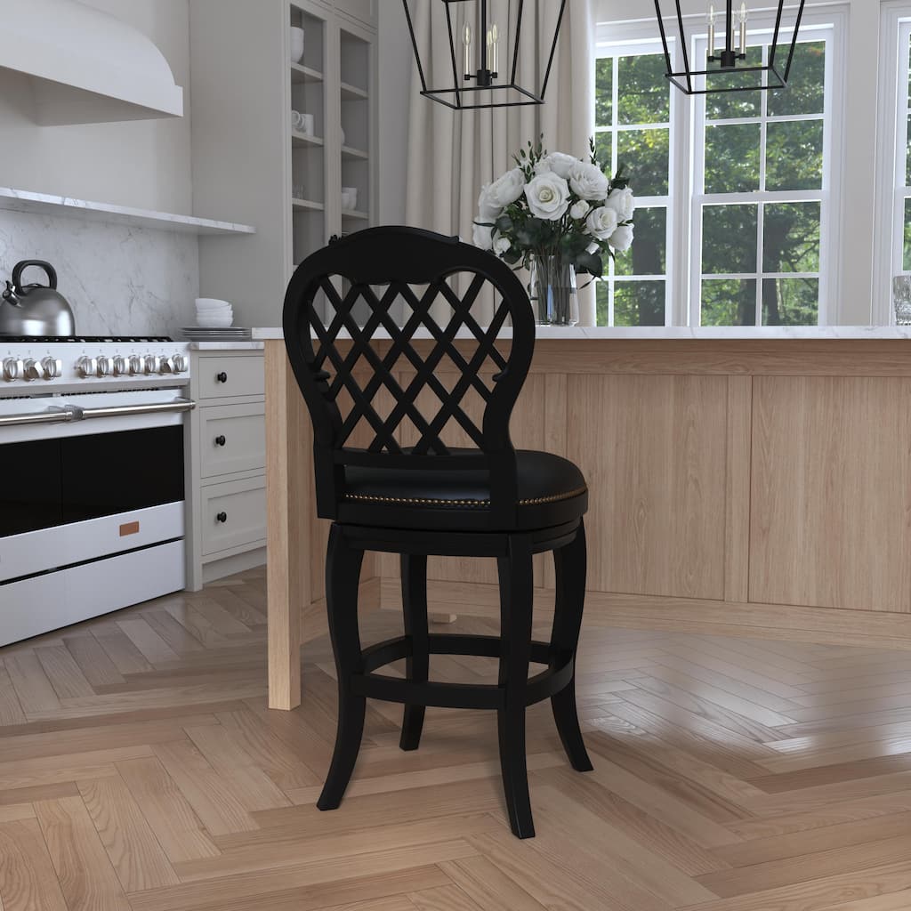 Hillsdale Furniture Braxton Wood Return Swivel Stool, Black Honey