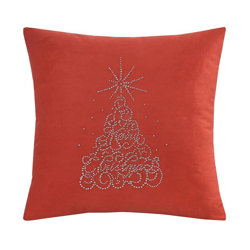 Violet Linen Seasonal Xmas Christmas Holiday Glowing Pattern, 18 Inch x 18 Inch, Square, Decorative Accent Throw Pillow - Xmas Tree