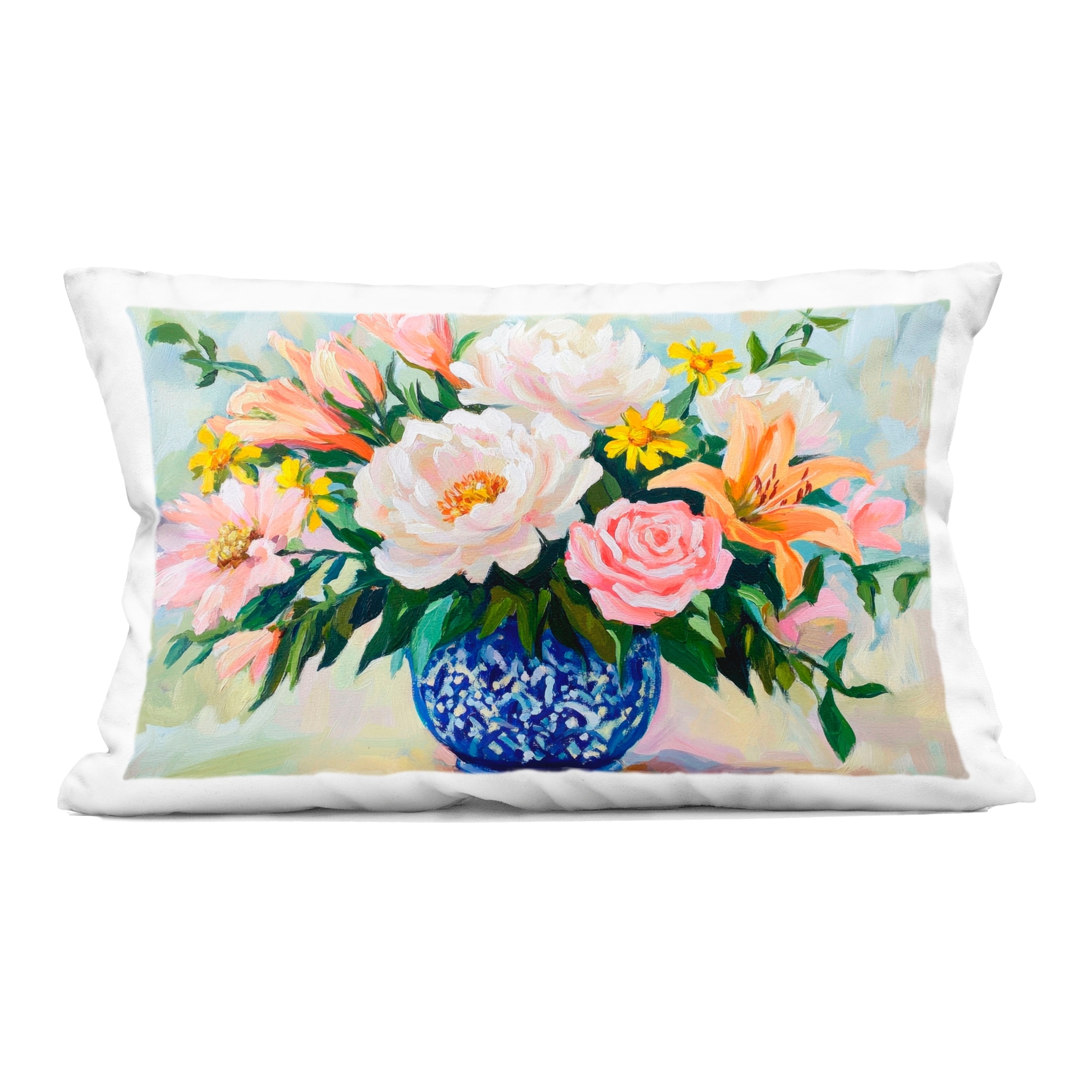 Stupell Indigo Chinoiserie with Assorted Flowers Decorative Printed Throw Pillow Design by Petal Prints Design