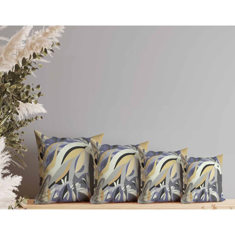 Mythical Horse Indoor/Outdoor Reversible Throw Pillow Blue and Gray