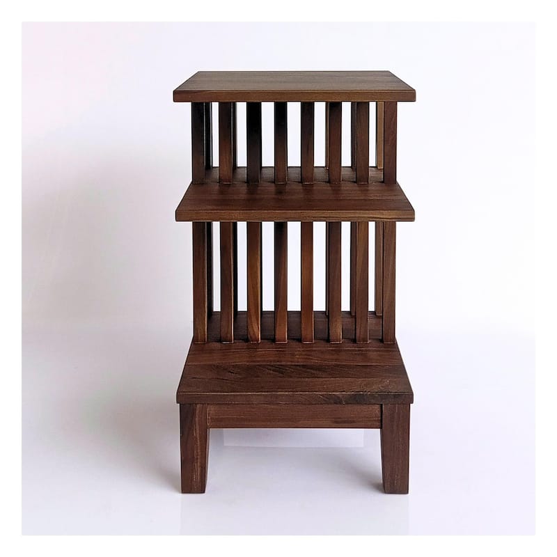 Dark Walnut Hardwood Nightstand Side Table End Table - Unique Scandinavian Design