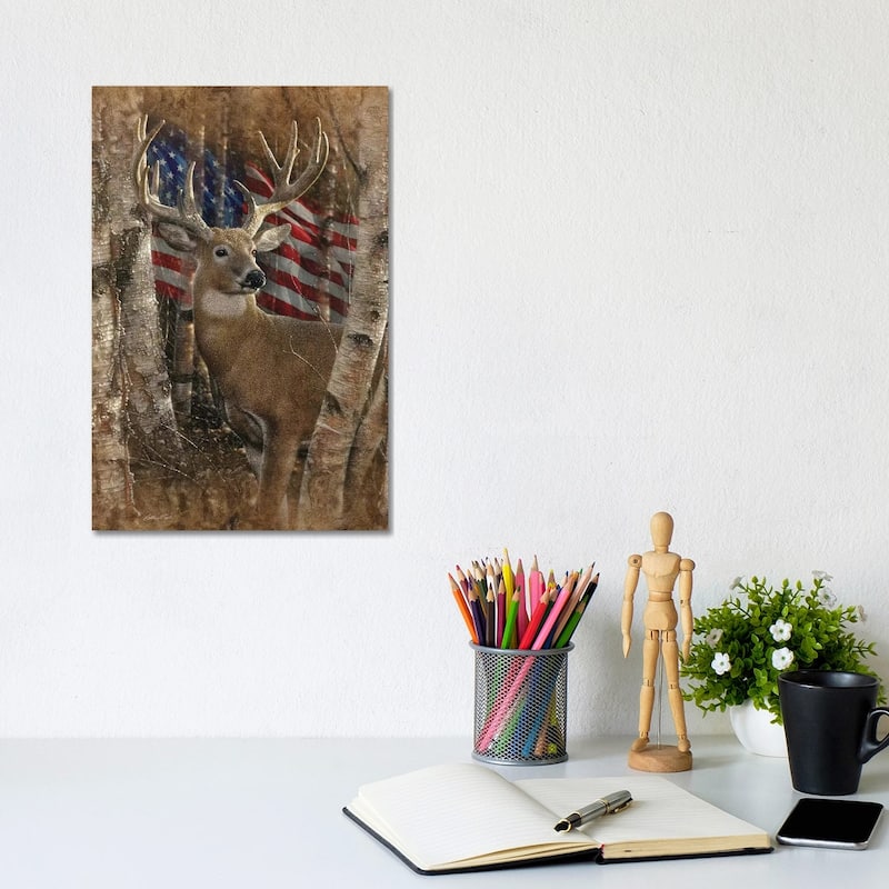 iCanvas "Whitetail Buck - America" by Collin Bogle Canvas Print - 12x8x0.75