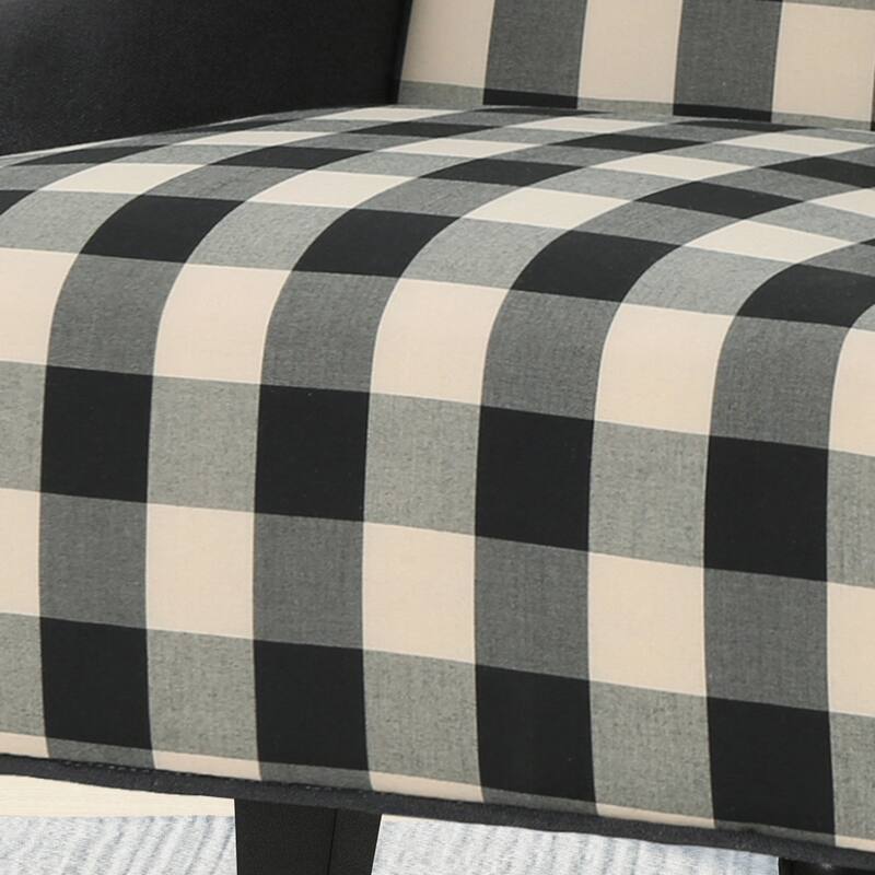 Black+White Scottie Dogs Modern 28" High-Back Upholstered Club Chair with Birch Wood Legs for Living Room