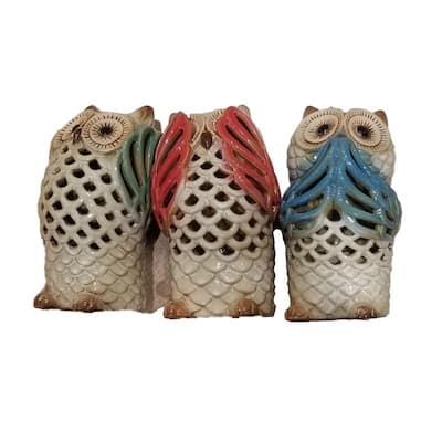 Set Of 3 Hear No, See No, Speak No Evil Owls Figurine