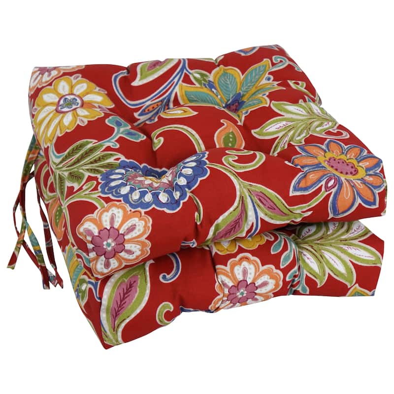 16-inch Square Tufted Indoor/Outdoor Chair Cushions (Set of 2) - 16" - Alenia Pompeii