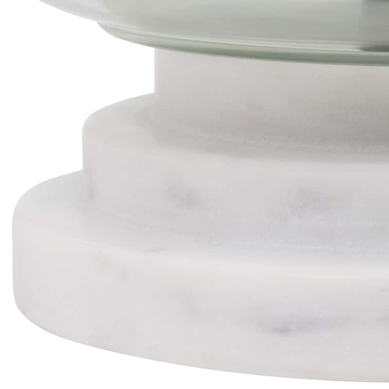 Casey River of Goods White Marble and Blown Glass Globe Shade 13-Inch Accent Lamp - 9.75" x 9.75" x 13'