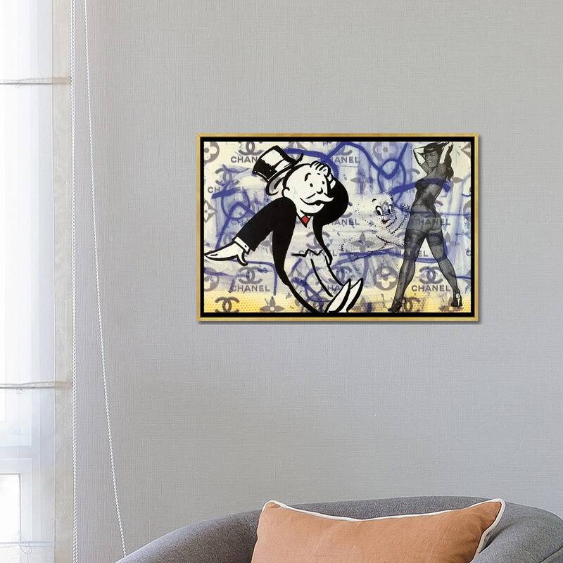 iCanvas "Bettie Page Disaster with Monopoly Man and Casper The Friendly Ghost" by Taylor Smith Framed Canvas Print