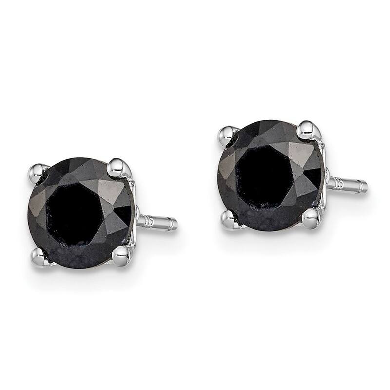 Curata 925 Sterling Silver Polished 7mm Black Sapphire Post Earrings