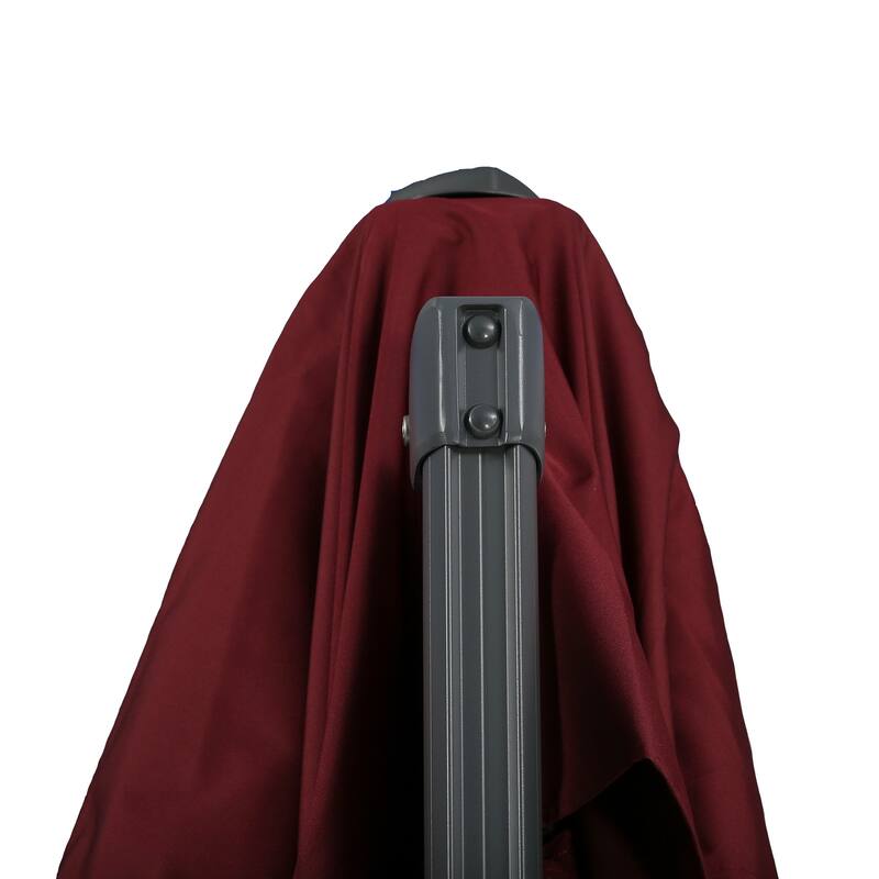 10ft Offset Hanging Cantilever Umbrella, Square Shape with Aluminum Base, Tilt & 360 Rotation, Red