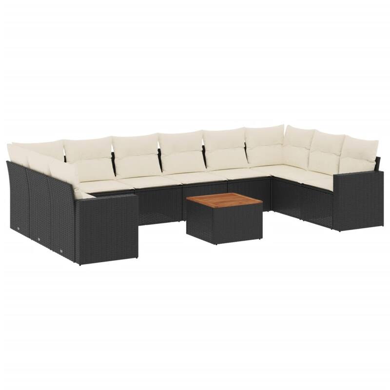 vidaXL Patio Sofa Set with Cushions Outdoor Furniture 11 Piece Poly Rattan
