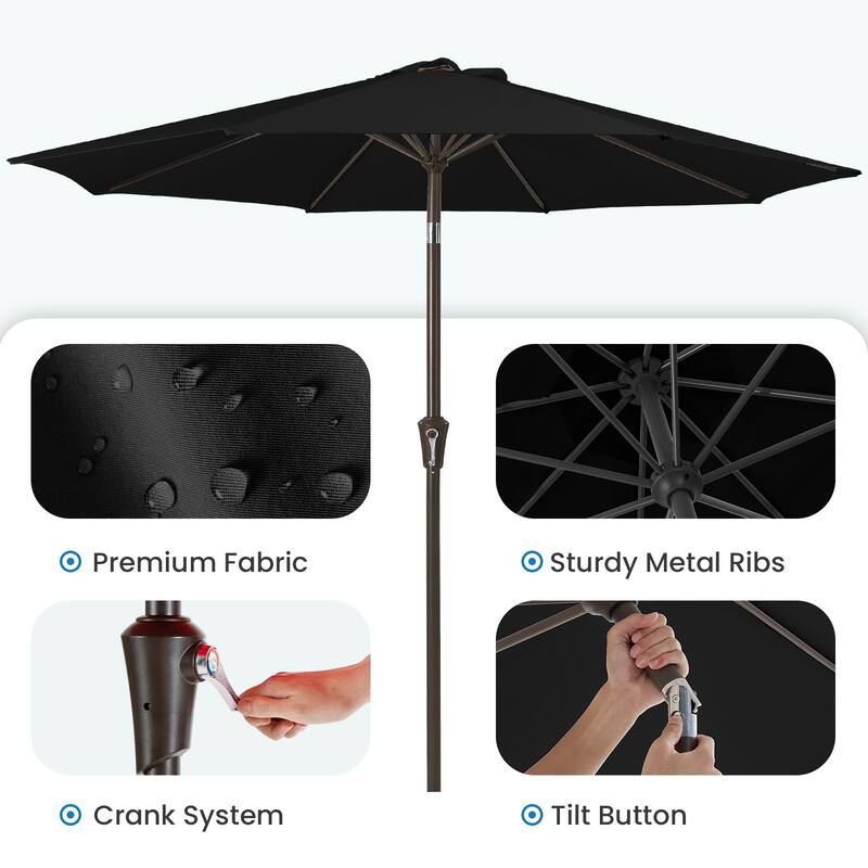 10ft Patio Market Umbrella with Crank & Tilt,UV-Risistant