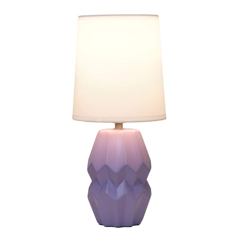 Geometric Ceramic Table Lamp with White Drum Shade - 19.5" - Purple