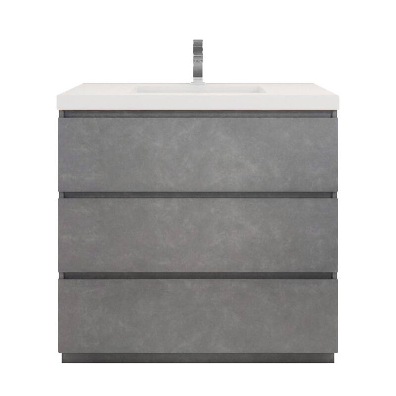 Aron 36'' Freestanding Vanity with Reinforced Acrylic Sink - 36'' Width - Cement Gray