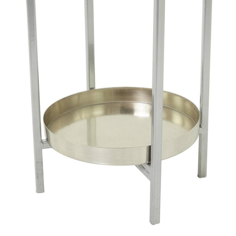 Metal Indoor Outdoor Planter with Removable Stand - Set of 2 Silver, Gold, Black - CosmoLiving by Cosmopolitan