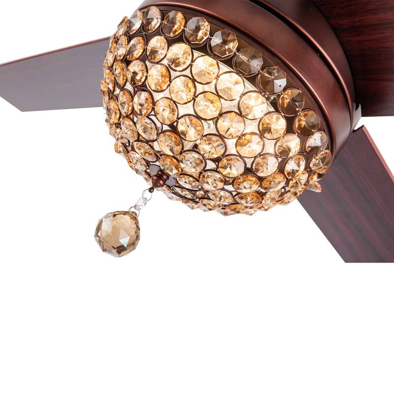 Belladepot 52" Modern Crystal Ceiling Fan with LED Light, Remote Control, Reversible