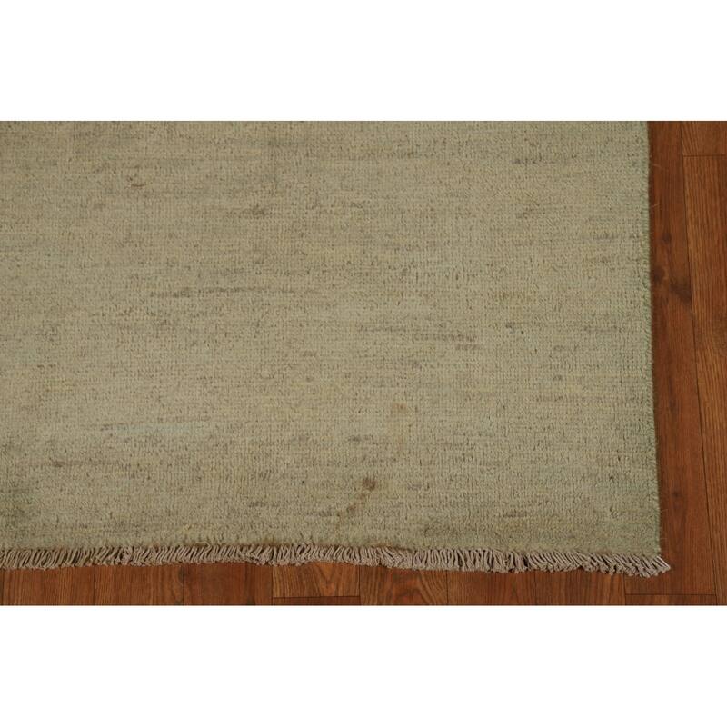Hand Knotted Oriental 100% Wool Carpet Modern Modern Green Gabbeh Runner Rug - 9' 4'' X 2' 7''