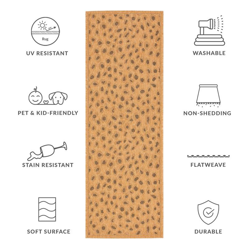 SAFAVIEH Courtyard Vasi Indoor /Outdoor Waterproof Patio Backyard Rug - 2'3" x 6'7" Runner - Natural/Gold